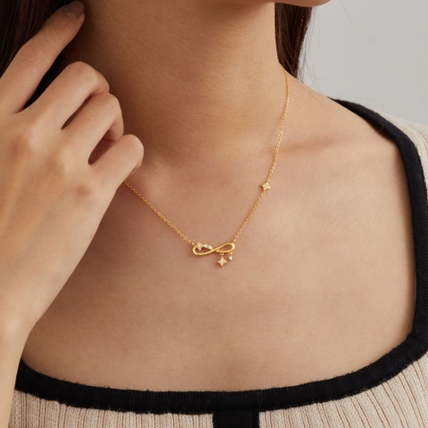 Quà Tặng 8/3 Vòng Cổ Bạc 925 Hình Vô Cực Đính Đá Treo Infinity Necklace - VYN72 - Hover