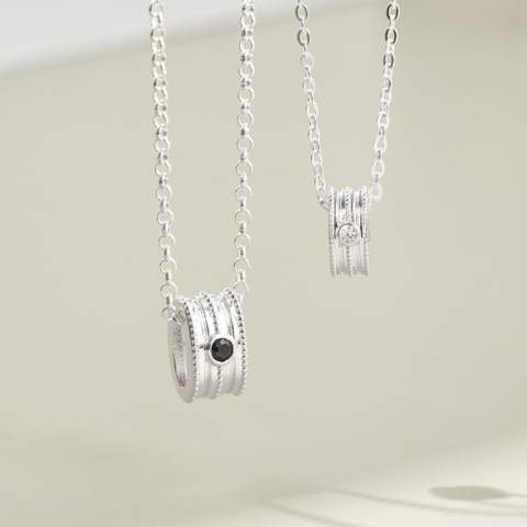 ( Một Cặp ) Dây Chuyền Đôi Bạc 925 Mặt Ống Trụ Đính Đá VYN73 - VYN74 - Hover
