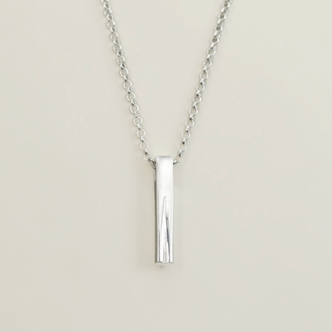 Dây Chuyền Nam Bạc 925 Thanh Trụ Bạc Thẳng Đáy Trái Tim - VYN78 - Hover