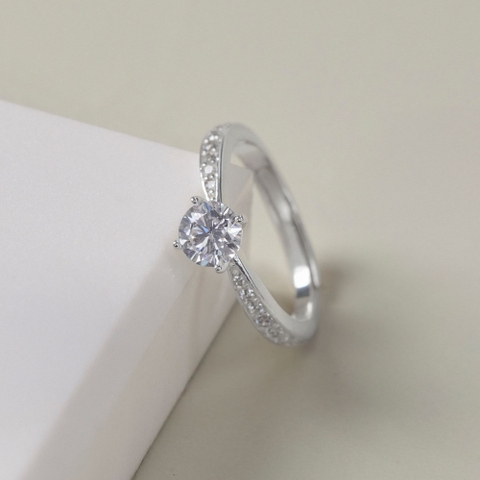 Nhẫn Freesize Bạc 925 Nút Thắt Đính Đá Chủ Cho Nữ Đeo Cặp Đôi Knot Ring - VYR15