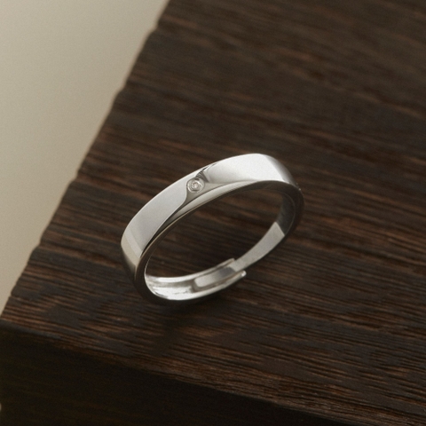 Nhẫn Freesize Bạc 925 Nút Thắt Đính Đá Chìm Cho Nam Đeo Cặp Đôi Knot Ring - VYR16