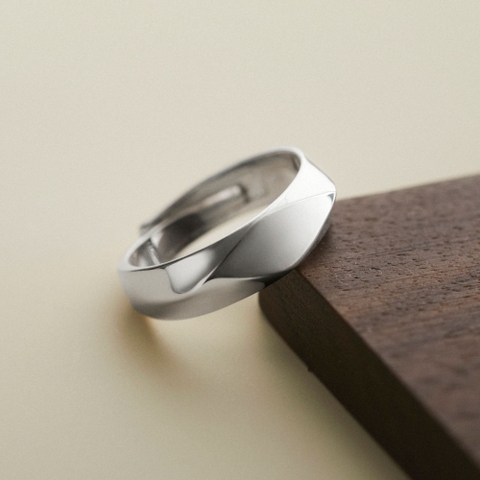 Nhẫn Freesize Bạc 925 Mặt Hình Thoi Cho Nam Đeo Cặp Đôi - VYR21 - Hover