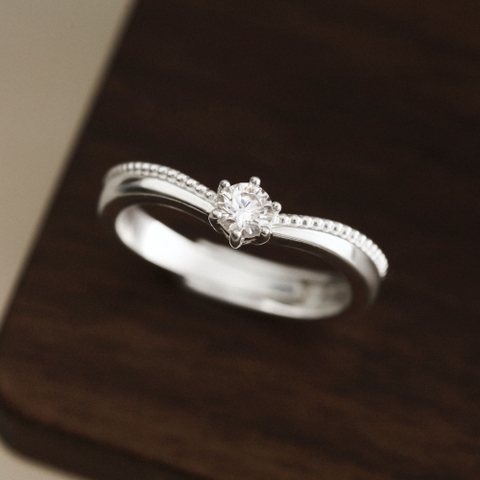 Nhẫn Nữ Freesize Bạc 925 Dáng Voát Đính Đá Lấp Lánh - VYR23