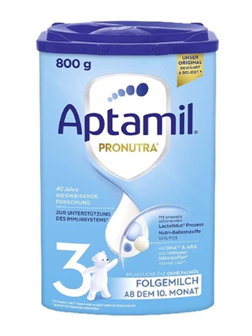 Aptamil Đức Số 3 Pronutra cho trẻ từ 10 tháng tuổi 800g (Hộp Xanh Cao)