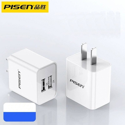 Củ sạc Pisen K12-23, 2 cổng USB dùng sạc điện thoại / máy tính bảng, Hàng chính hãng nội địa, có chứng nhận tiêu chuẩn