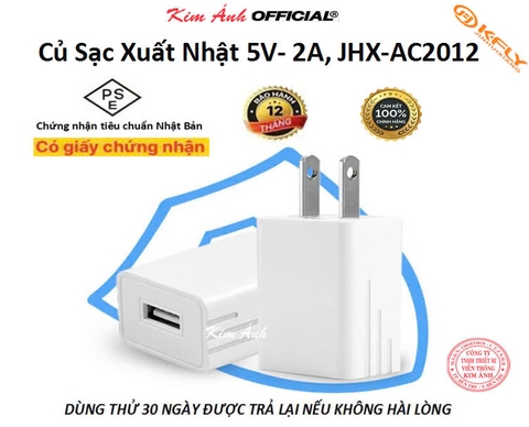 Củ sạc 2A xuất Nhật KFLY (JHX-AC2012), chứng nhận PSE tiêu chuẩn Nhật Bản, dùng thử 30 ngày, bảo hành chính hãng 1 năm
