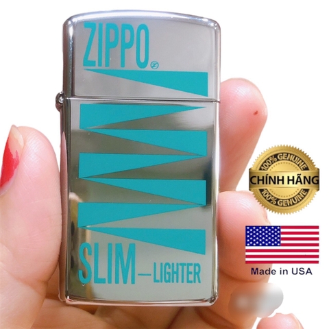 Bật lửa, hộp quẹt Zippo Mỹ Slim in sơn chủ đề Zippo Slim Lighter, Hàng chính hãng