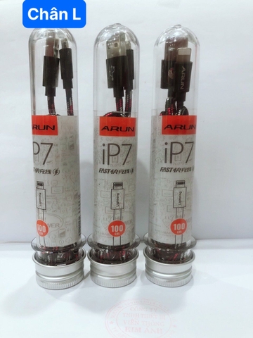 Chân L- Cáp ống nghiệm hiệu Arun dòng điện 2.1A, chân cắm L, dây vải dù chắc chắn và chống rối, Hàng chính hãng