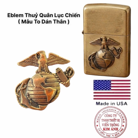 Miếng Eblem dán trang trí Zippo chủ đề Thuỷ Quân Lục Chiến ( Mẫu To Dán Thân ), chất liệu đồng thau, hàng chuẩn zin Mỹ
