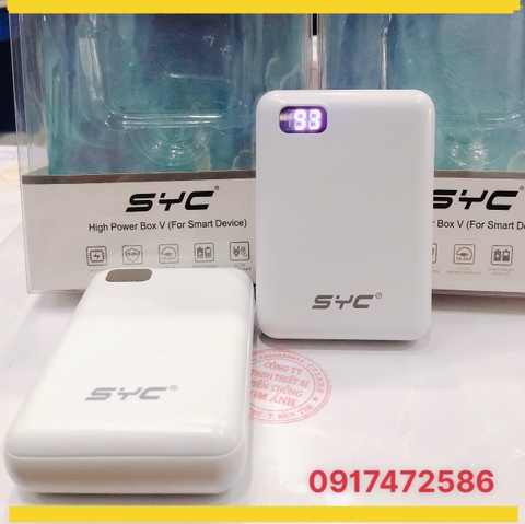 Sạc dự phòng SYC BP 350 mini dung lượng 10000 mAh, có màn hình hiển thị pin