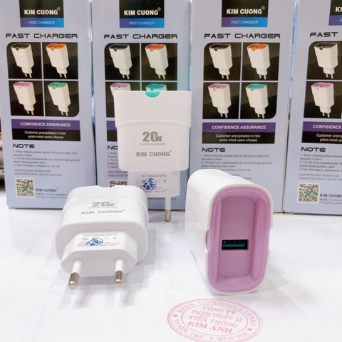 Cóc sạc nhanh Kim Cương KMG-620, công suất 20W, củ sạc nhanh chính hãng