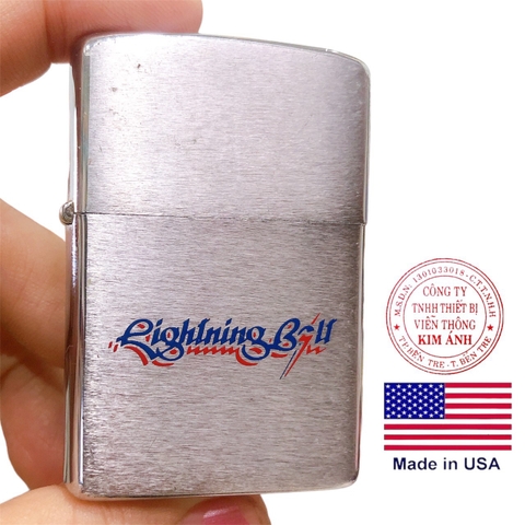 Bật lửa Zippo Mỹ xưa Brush Chrome xước ngang, Khắc ăn mòn đổ sơn chủ, sản xuất 1981, Hàng chính hãng