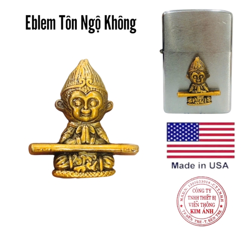 Eblem dán trang trí Zippo chủ đề Tôn Ngộ Không ngồi thiền, chất liệu hợp kim nhôm, hàng chuẩn zin Mỹ