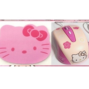 Bộ chuột có dây và miếng lót kitty có hoa, mẫu mới