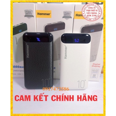 Pin Sạc Dự Phòng Hammer (H11) Li-Ion - Polymer 10.000mAh - Hàng Chính Hãng, bảo hành 12 tháng