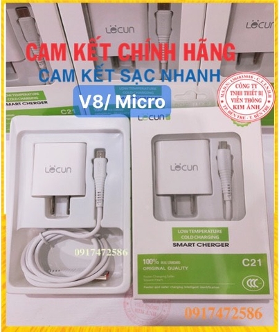 V8-Bộ sạc Lecun C21, dòng điện 2.1A, chuôi V8/ Micro