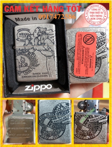 BẬT LỬA ZIPPO KHẮC CHÌM MẪU WINDY GIRL, MÀU BẠC, LOẠI GIẢ CỔ