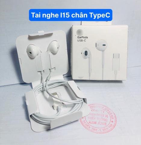 Tai nghe Iphone 15 Full Box có dây chân Type C, hàng linh kiện nghe hay bảo hành 1 năm