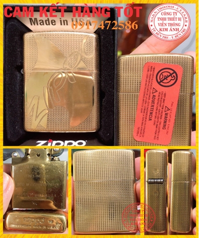Bật Lửa Zippo Armor Vỏ dầy khắc chìm mẫu Zippo và ngọn lửa - Ruột Vàng