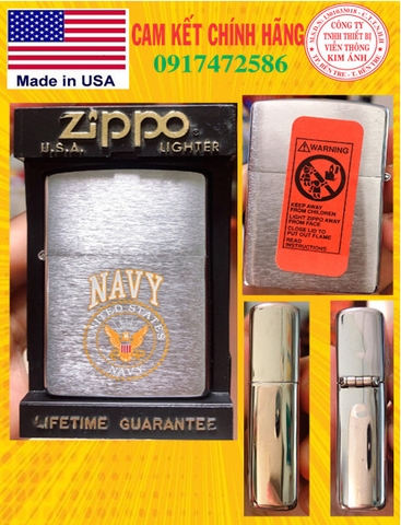 BẬT LỬA ZIPPO MỸ CHROME XƯỚC NGANG, KHẮC ĂN MÒN ĐỔ SƠN CHỦ ĐỀ QUÂN SỰ, NEW FULL BOX, TEM ĐỎ, 1994