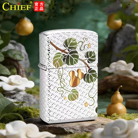 Bật Lửa CHIEF Chủ Đề Quả Hồ Lô Khảm Men - Hàng Chính Hãng Vỏ Đồng Nguyên Khối Càng Dùng Càng Sáng Bóng