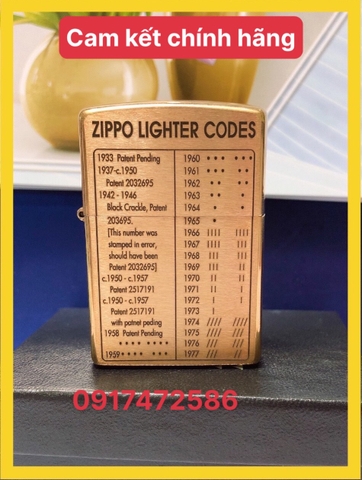 Bật lửa Zippo Mỹ 204B Brushed Brass , Khắc ăn mòn 2 Mặt Bảng Mộc Đáy Zippo, Hàng chính hãng