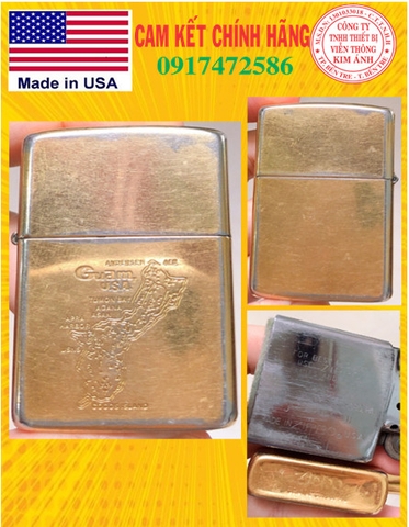 BẬT LỬA ZIPPO MỸ BRASS KHẮC ĂN MÒN ĐẢO GUAM U.S.A, SẢN XUẤT 1986