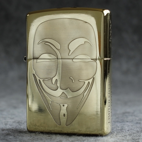 Bật lửa Zippo Mỹ Khắc ăn mòn chủ đề Mặt Nạ HacKer, Bản giới hạn, Hàng chính hãng