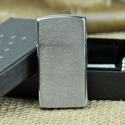 Bật lửa Zippo Slim Mỹ Brushed Sand 1600, hàng chính hãng có giấy nhập khẩu gửi kèm theo đơn hàng