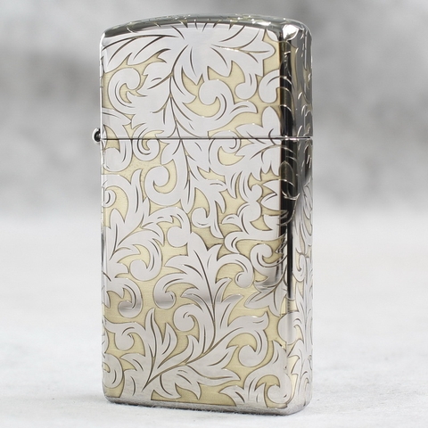 Bật lửa Zippo Slim Mỹ chủ đề Hoa văn Ý Chrom 6010, hàng chính hãng có giấy nhập khẩu gửi kèm theo đơn hàng