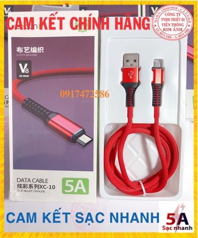 V8- Dây sạc nhanh Lecun XC-10, 5V- 5A, bện vải dù - Hàng Chính Hãng bảo hành 12 tháng