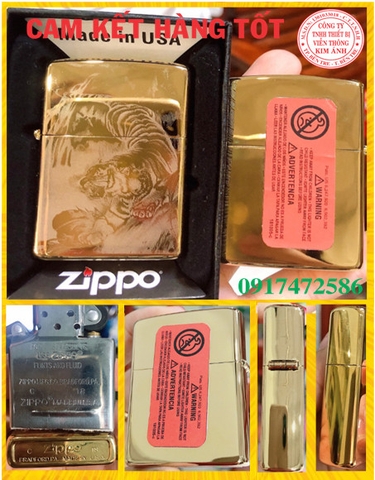 BẬT LỬA, HỘP QUẸT ZIPPO CHỦ ĐỀ CHÚA TỂ SƠN LÂM (IN HỔ), CÓ TEM ĐỎ
