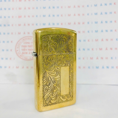 Bật Lửa Zippo Slim Venice Brass Like New - Hàng Mỹ Chính Hãng (Có Giấy Tờ Nhập Khẩu Gửi Kèm Theo Đơn Hàng )