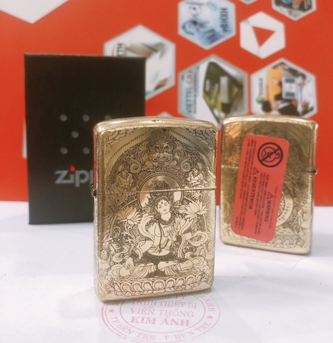 Bật lửa, hộp quẹt Zippo Armor phiên bản vỏ dầy chủ đề Phật Bà, hàng loại 1 vỏ bằng đồng