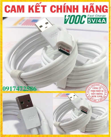 Dây sạc nhanh Oppo VOOC 4A Chuôi Type C, hàng chính hãng bảo hành 6 tháng