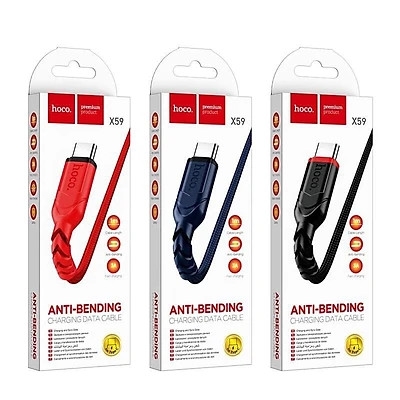 Dây sạc nhanh Hoco X59 chuôi Type C dây dù, Hàng chính hãng