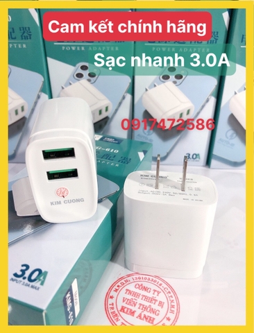 Cóc Sạc Nhanh Kim Cương 3A hiệu KMG 610 có 2 Cổng Sạc Usb - Hàng Chính Hãng