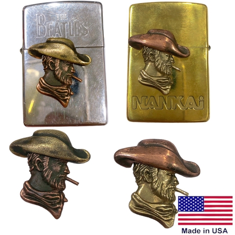 Eblem Zippo Mỹ chủ đề Cowboy Chuẩn Zin Đồng thau Solid Brass, và đồng đỏ Copper