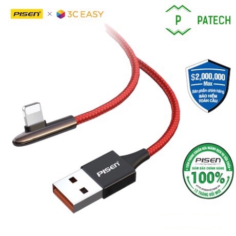 Dây sạc  nhanh Pisen USB-A to L Super Mini  1200mm (L-Game ) 2.4A, model: AL27-1200 - Hàng chính hãng, bảo hành 24 tháng