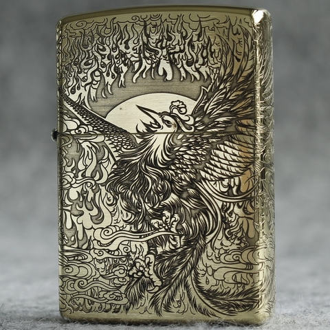 Bật lửa Zippo Mỹ Phượng Hoàng Brass, Cam kết hàng chính hãng có giấy Hải quan gửi kèm đơn hàng
