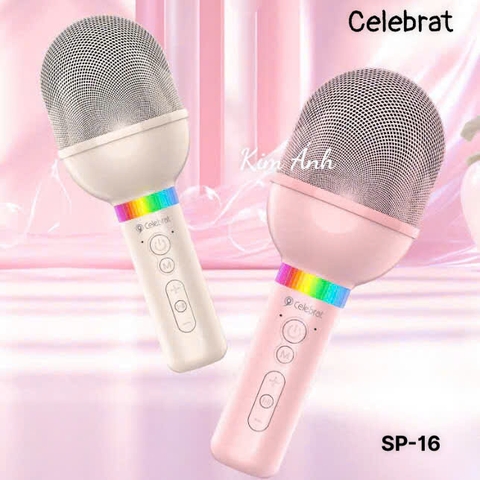 Micro Bluetooth Celebrat SP-16 hát Karaoke gia đình, âm thanh vòm Hifi, hàng chính hãng, cho dùng thử 30 ngày