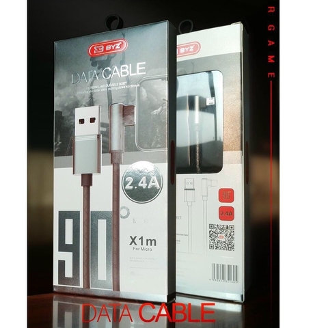 V8-Dây sạc điện thoại BYZ X1 Chuyên Game-Đầu sạc vuông, chữ L, cáp gập  - Hàng Chính Hãng