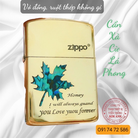 Bật lửa Zippo Brass, Armor vỏ dầy khắc chìm cẩn xà cừ mẫu la bàn, vỏ đồng ruột thép không gỉ