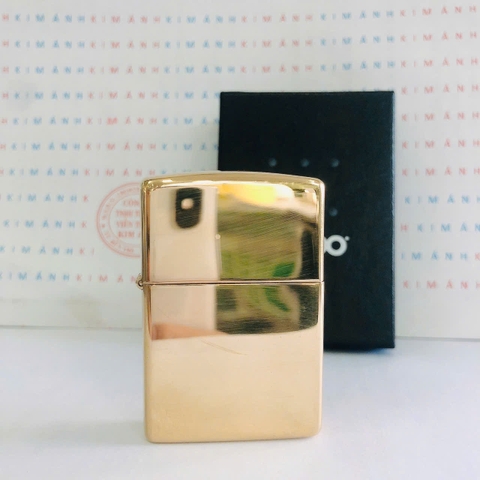 Bật lửa Zippo Mỹ High Polish Brass - Vỏ thay thế chính hãng, có giấy nhập khẩu kèm theo