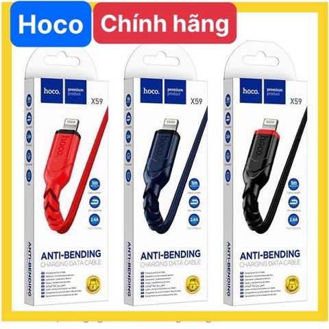 Dây sạc nhanh Hoco X59 chuôi Lightning dây dù, Hàng chính hãng
