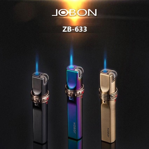 Bật Lửa Jobon Tròn Khóa Xoay ZB-633A, Loại Khò 1 Tia Cực Mạnh, Vỏ đồng ruột thép không gỉ