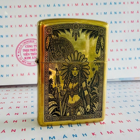 Bật Lửa Zippo Mỹ Nữ Chiến Binh Da Đỏ XIII La Mã, Hàng Chính Hãng Có Giấy Hải Quan Gửi Kèm Đơn Hàng