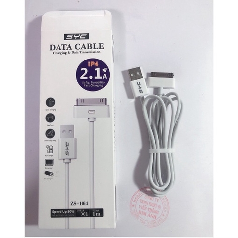 Dây sạc SYC 2.1A , Chân cắm Iphone 4 - Hàng Chính Hãng