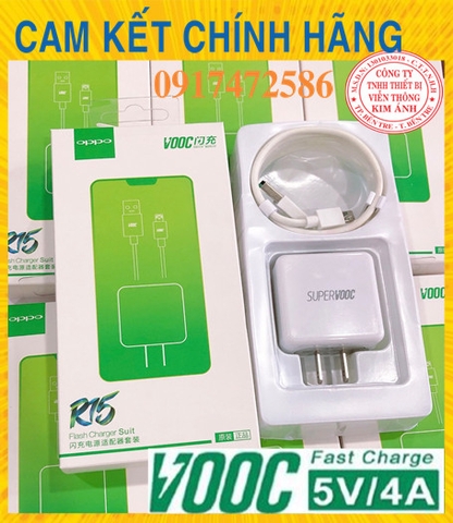 V8- Bộ sạc nhanh OPPO VOOC R15, 5V-4A Chân Micro - Hàng Chính Hãng bảo hành 12 tháng