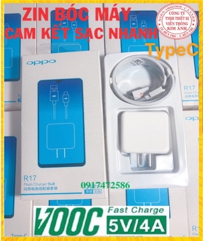 Bộ sạc nhanh OPPO VOOC R17, 5V-4A Chân Type C - Hàng Zin Máy